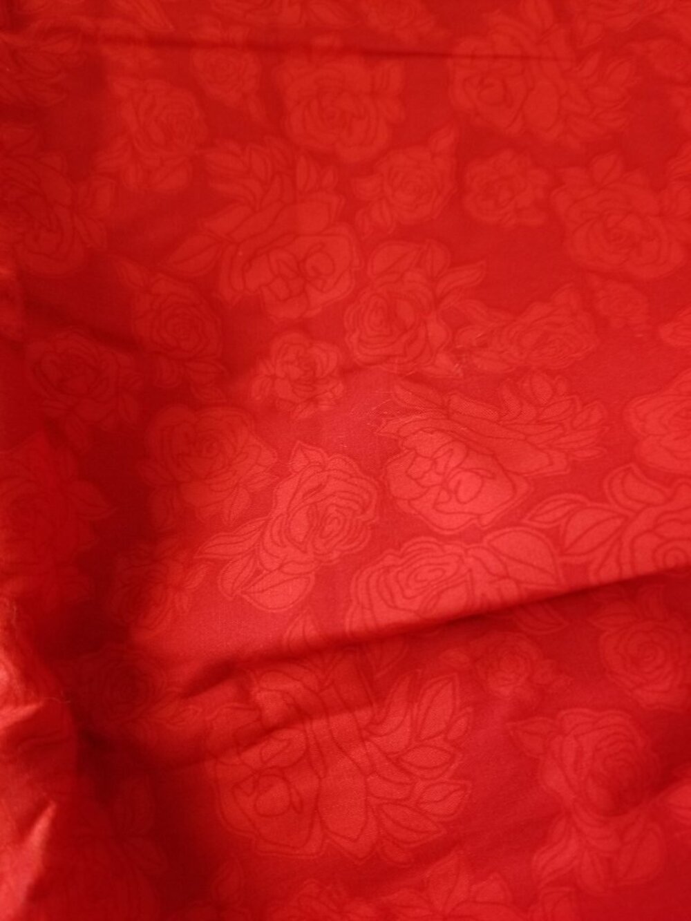 Material Red Cotton Embossed Roses Fabric  44" x 4 yrds Anthology Fabric  Cotton